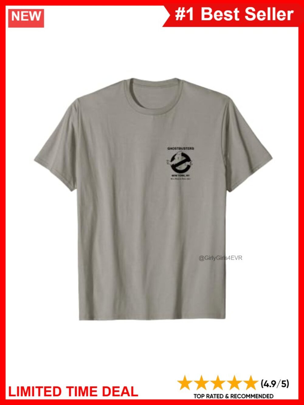 Ghostbusters Vintage Ad Graphic Tee Classic Fit Crew Neck Short Sleeve